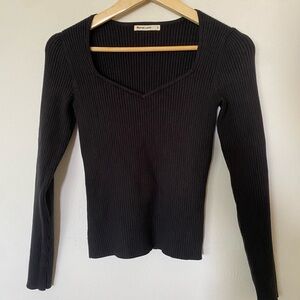 Marine Layer Ribbed Long Sleeve in Black - Size Small